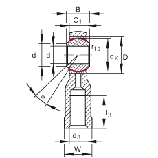 桿端軸承 GIKSL12-PS, 根據(jù) DIN ISO 12 240-4 標準，特種鋼材料，帶左旋內(nèi)螺紋，免維護