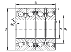 推力角接觸球軸承 ZKLN1747-2RS-2AP, 配對，雙向，兩側唇密封