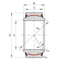 關(guān)節(jié)軸承 GE20-UK-2RS, 根據(jù) DIN ISO 12 240-1 標準, 免維護，兩側(cè)唇密封