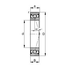 主軸軸承 HSS71903-C-T-P4S, 調節，成對安裝，接觸角 α = 15°，兩側唇密封，非接觸，加嚴公差