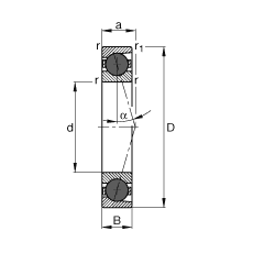 主軸軸承 HCB7032-C-T-P4S, 調節，成對或單元安裝，接觸角 α = 15°，陶瓷球，限制公差