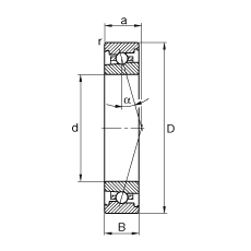主軸軸承 HS7011-C-T-P4S, 調節，成對安裝，接觸角 α = 15°，限制公差
