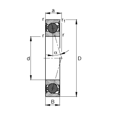 主軸軸承 HCB71917-C-2RSD-T-P4S, 調節，成對或單元安裝，接觸角 α = 15°，陶瓷球，兩側唇密封，非接觸，限制公差
