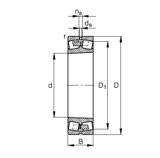 調心滾子軸承 23948-K-MB, 根據 DIN 635-2 標準的主要尺寸, 錐孔，錐度 1:12