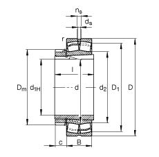 調心滾子軸承 22328-E1-K + H2328, 根據 DIN 635-2 標準的主要尺寸, 帶錐孔和緊定套